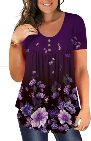 BeadChica Plus Size Tunic Tops For Leggings Casual Flowy Tshirts Ruched Blouses For Women