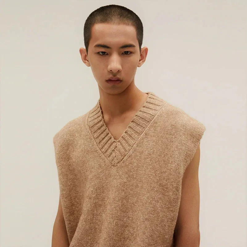 Beige Knitted Sweater Vest