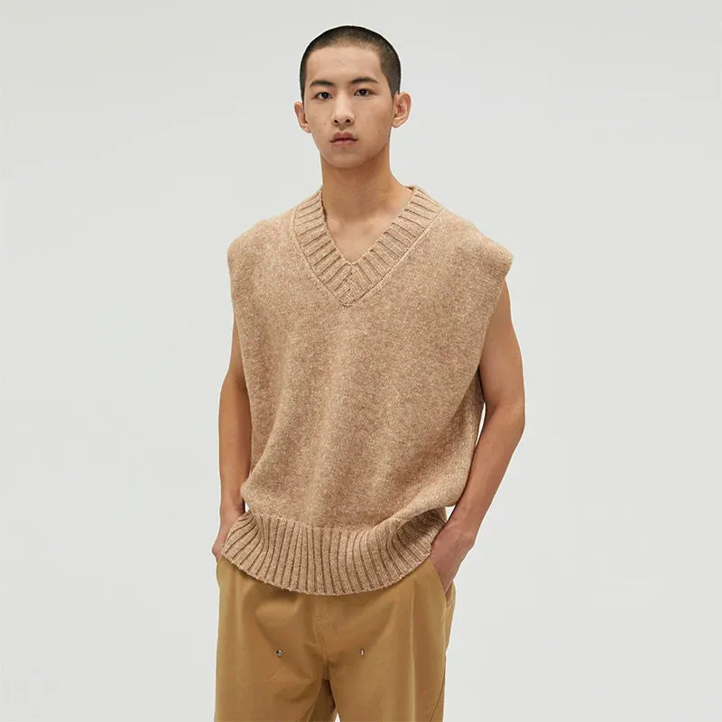 Beige Knitted Sweater Vest