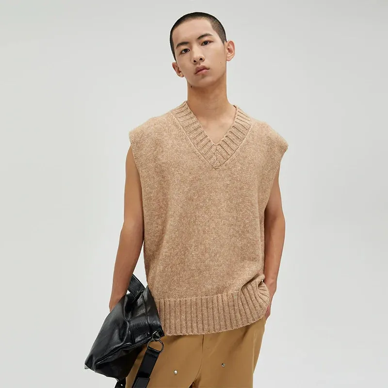 Beige Knitted Sweater Vest