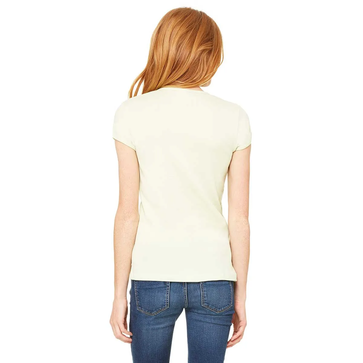 Bella   Canvas Women's Lime Wedge Stretch Rib Short-Sleeve V-Neck T-Shirt
