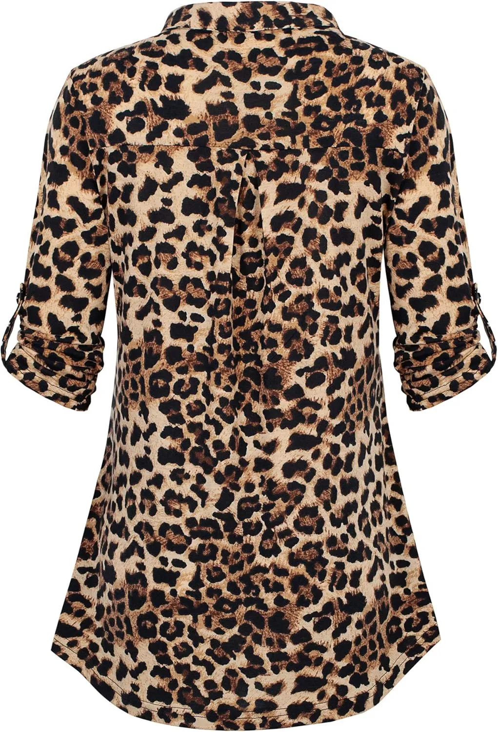 BEPEI Womens Floral 3/4 Sleeve Shirts Zip up V Neck Work Chiffon Blouses Top
