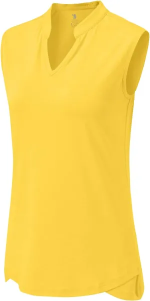 BGOWATU Women's Golf Polo T-Shirts Sleeveless V Neck Collarless Tennis Shirts UV Protection Quick Dry Lightweight