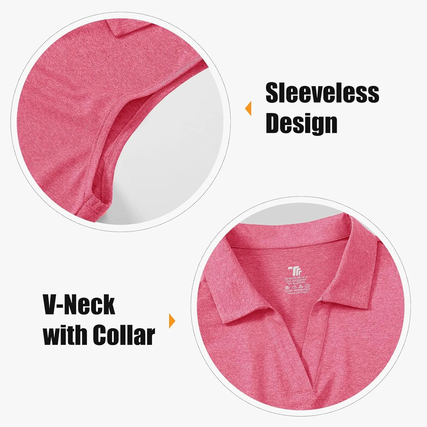 BGOWATU Women's Sleeveless Golf Polo Shirts Collared V Neck Tennis Tank Tops UPF 50  Quick Dry Lightweight