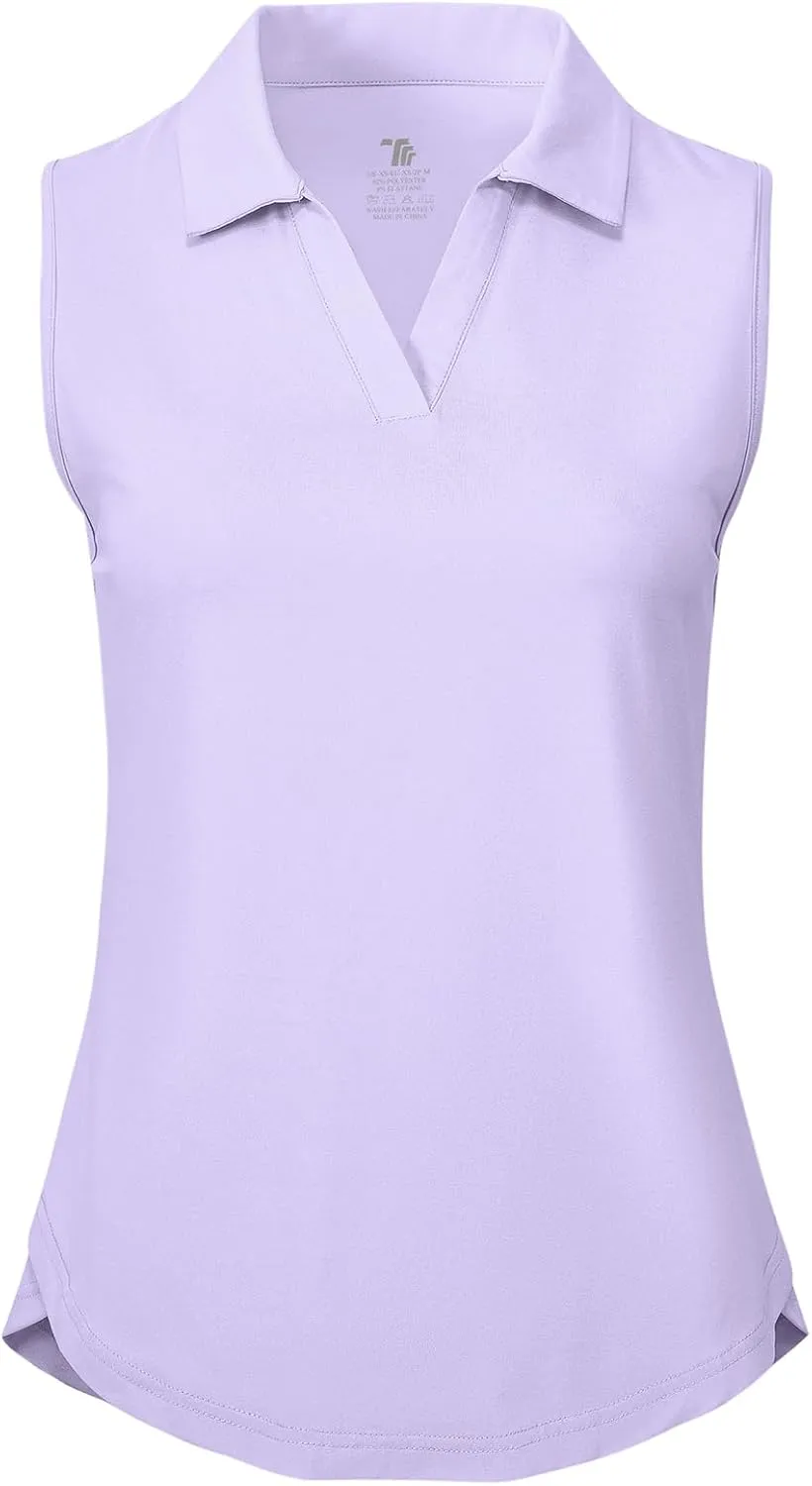 BGOWATU Women's Sleeveless Golf Polo Shirts Collared V Neck Tennis Tank Tops UPF 50  Quick Dry Lightweight