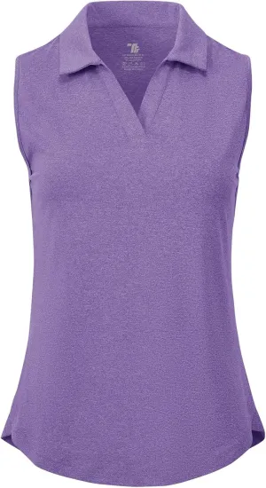 BGOWATU Women's Sleeveless Golf Polo Shirts Collared V Neck Tennis Tank Tops UPF 50  Quick Dry Lightweight