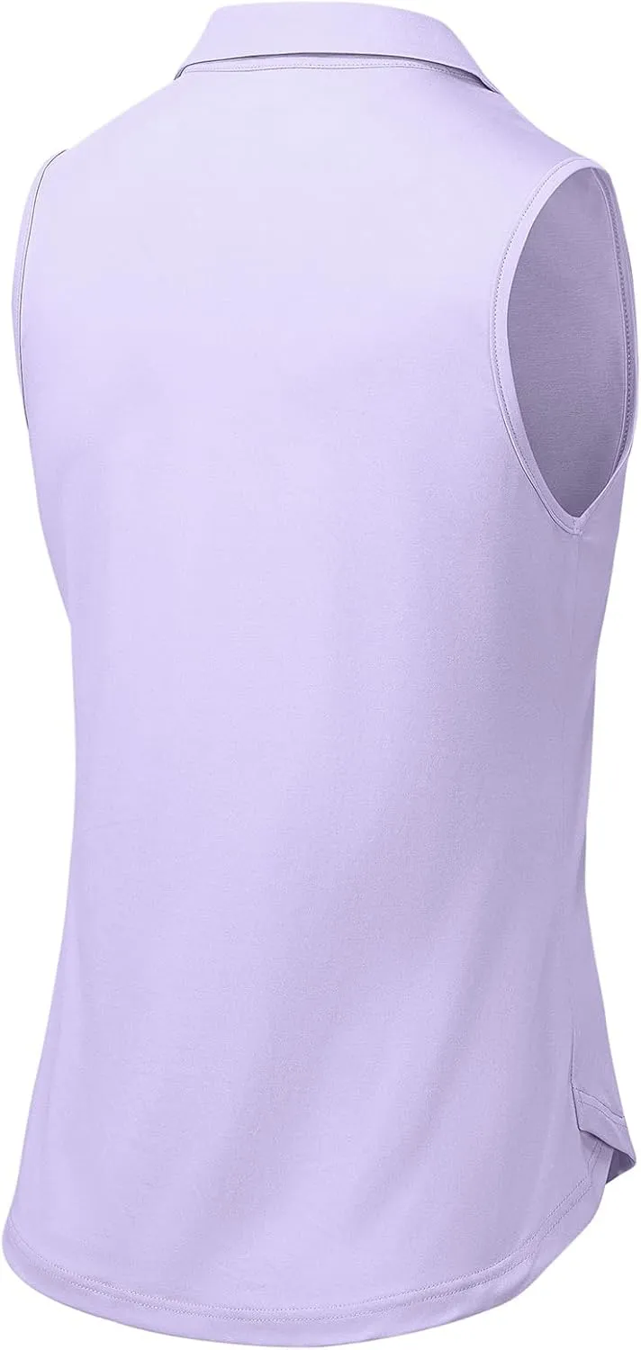 BGOWATU Women's Sleeveless Golf Polo Shirts Collared V Neck Tennis Tank Tops UPF 50  Quick Dry Lightweight