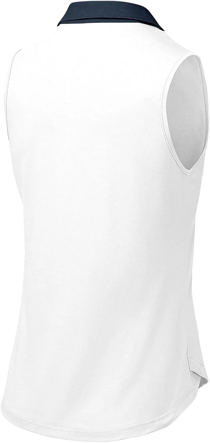 BGOWATU Women's Sleeveless Golf Polo Shirts Collared V Neck Tennis Tank Tops UPF 50  Quick Dry Lightweight