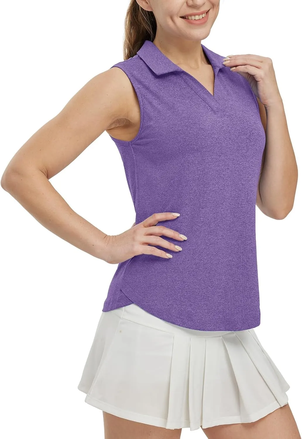 BGOWATU Women's Sleeveless Golf Polo Shirts Collared V Neck Tennis Tank Tops UPF 50  Quick Dry Lightweight