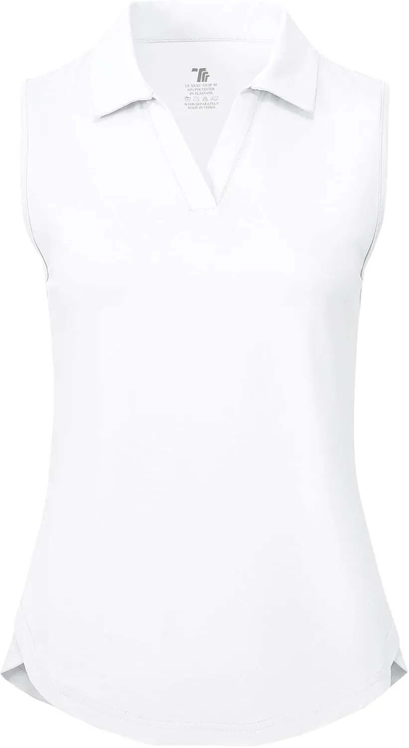 BGOWATU Women's Sleeveless Golf Polo Shirts Collared V Neck Tennis Tank Tops UPF 50  Quick Dry Lightweight