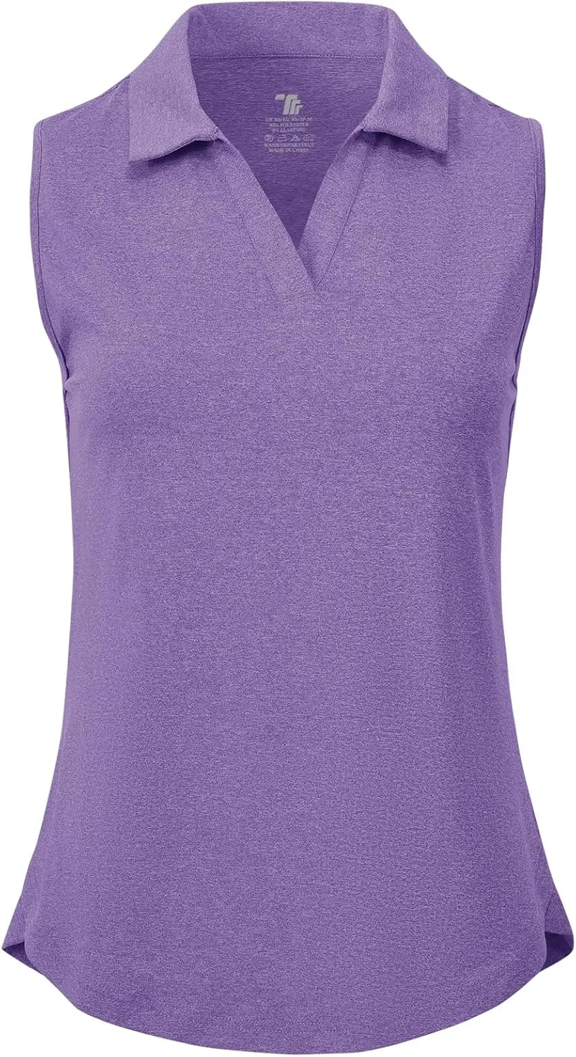 BGOWATU Women's Sleeveless Golf Polo Shirts Collared V Neck Tennis Tank Tops UPF 50  Quick Dry Lightweight