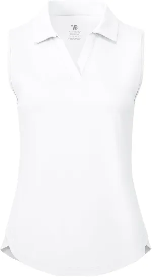 BGOWATU Women's Sleeveless Golf Polo Shirts Collared V Neck Tennis Tank Tops UPF 50  Quick Dry Lightweight