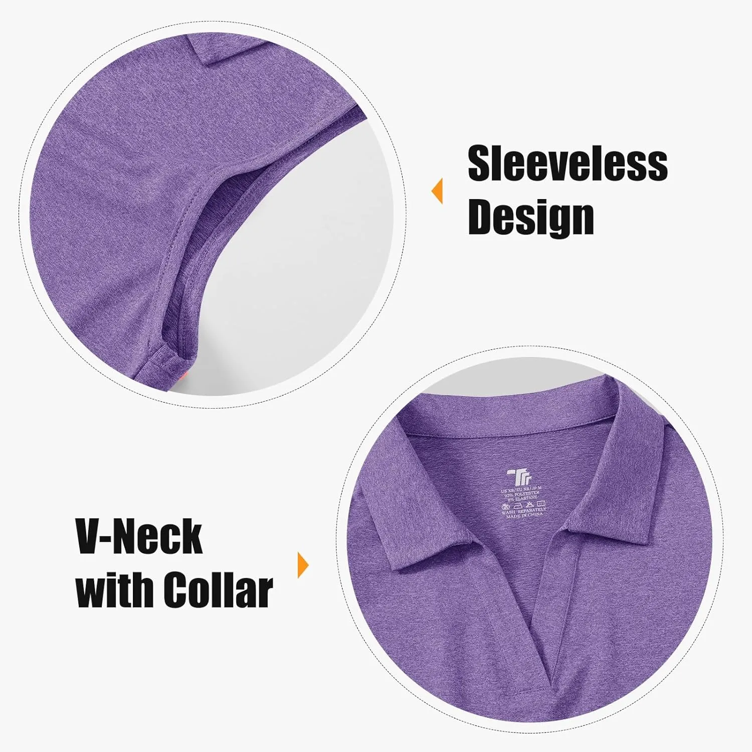 BGOWATU Women's Sleeveless Golf Polo Shirts Collared V Neck Tennis Tank Tops UPF 50  Quick Dry Lightweight
