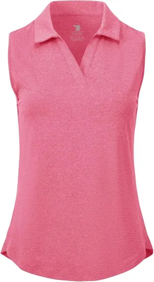 BGOWATU Women's Sleeveless Golf Polo Shirts Collared V Neck Tennis Tank Tops UPF 50  Quick Dry Lightweight