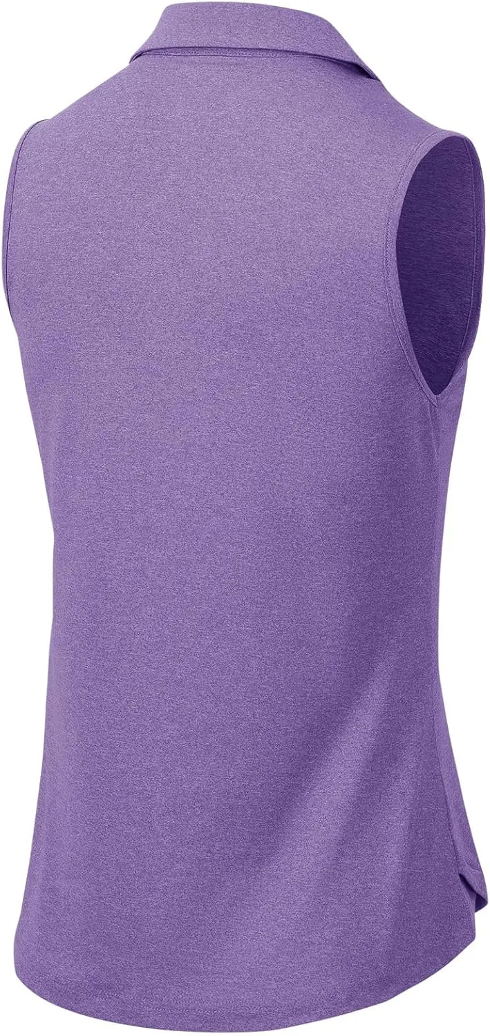BGOWATU Women's Sleeveless Golf Polo Shirts Collared V Neck Tennis Tank Tops UPF 50  Quick Dry Lightweight
