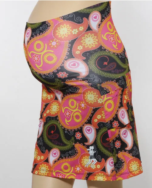 Black Paisley Maternity Fitness Skirt