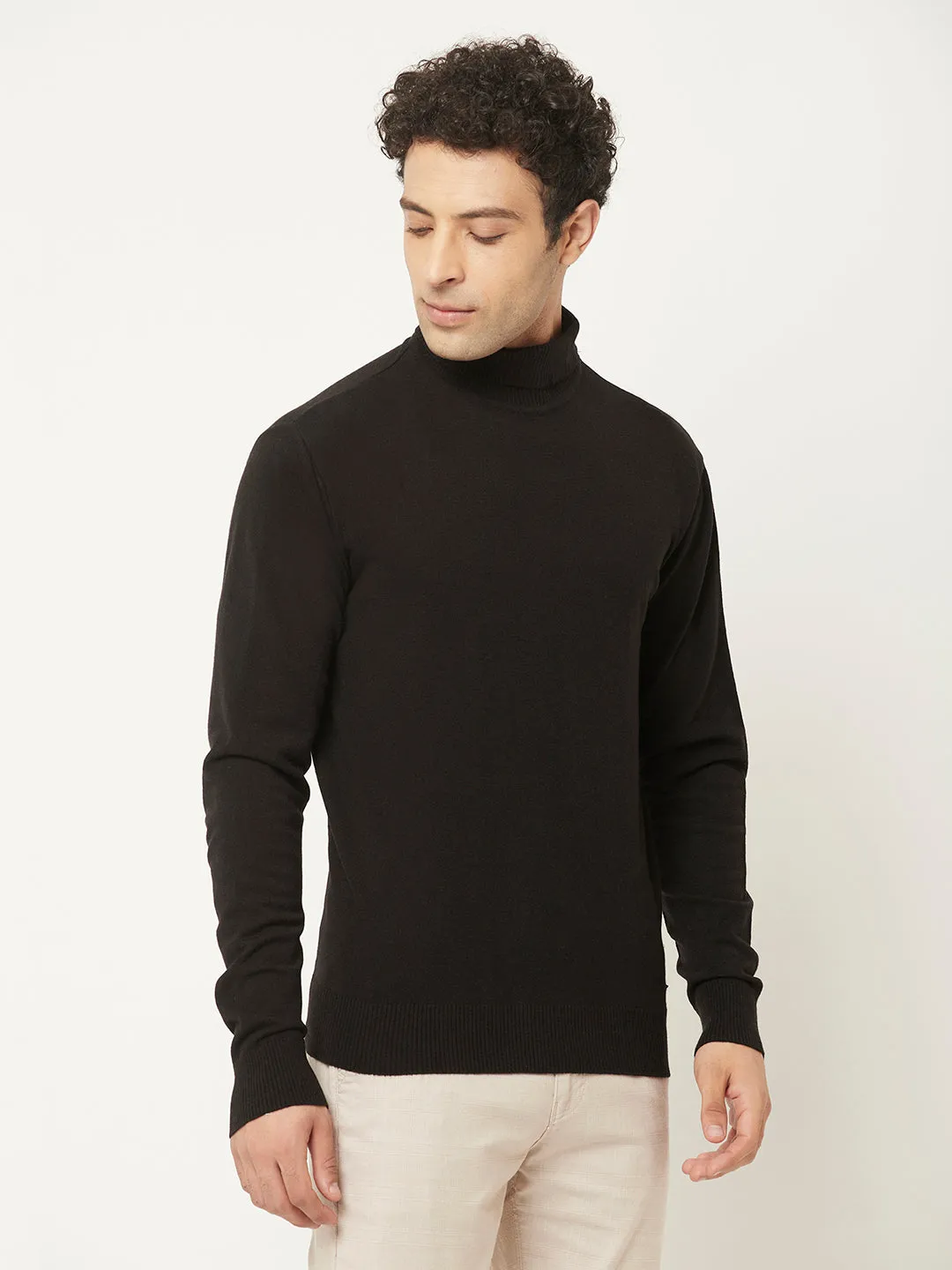 Black Sweater with High-Neck