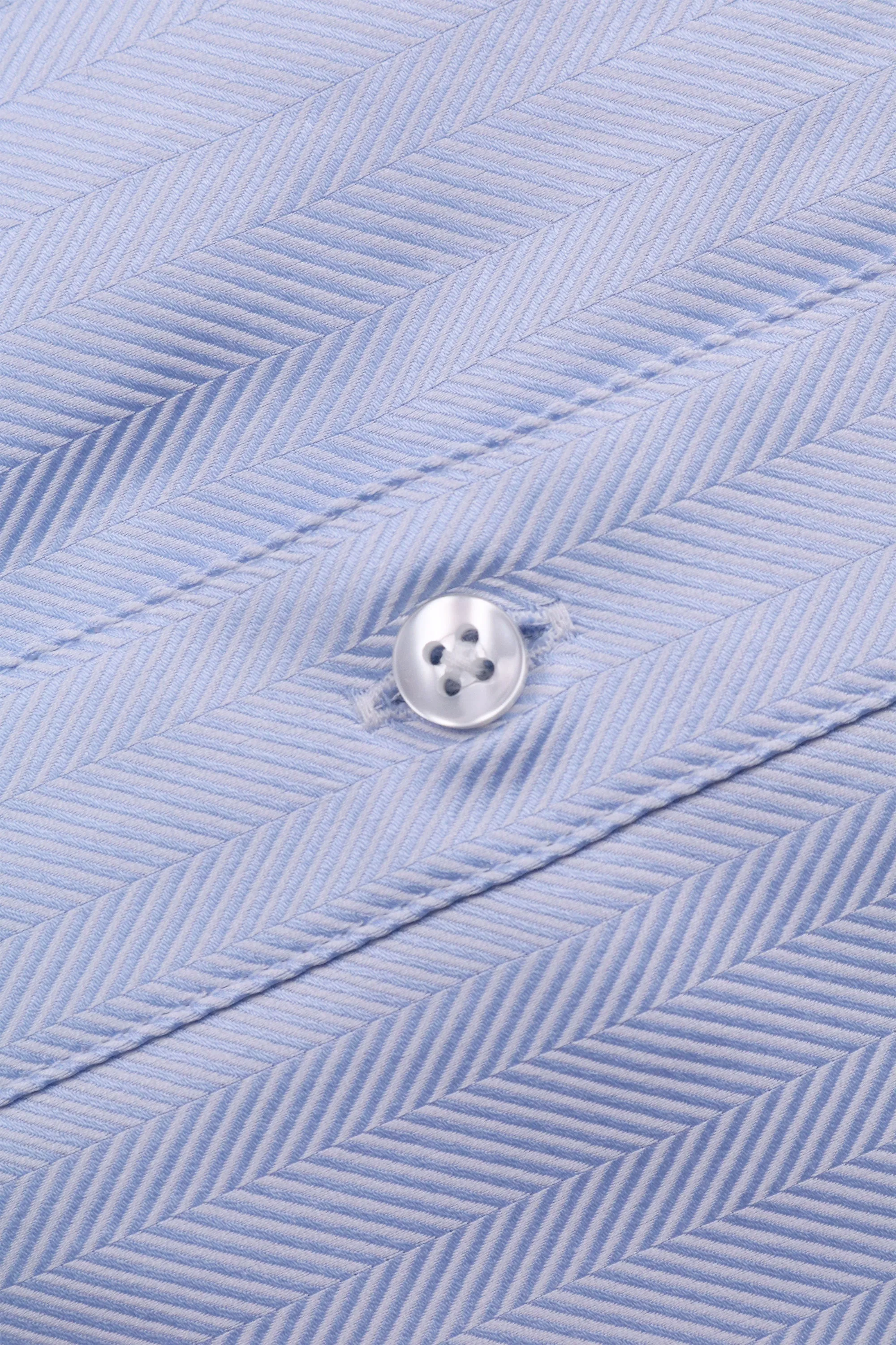Blue Herringbone Men's Long Sleeve Business Shirt
