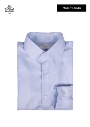 Blue Herringbone Men's Long Sleeve Business Shirt