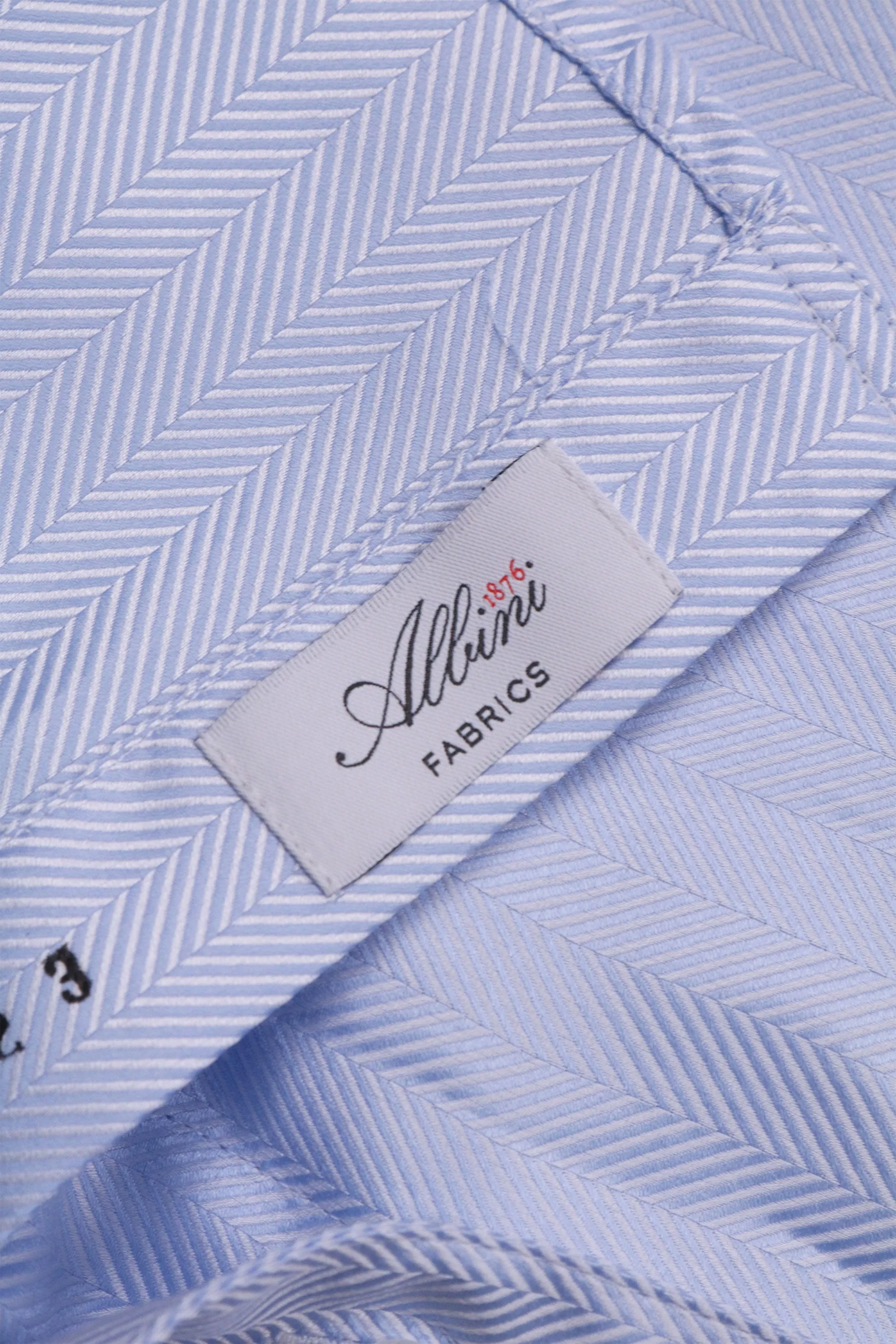 Blue Herringbone Men's Long Sleeve Business Shirt