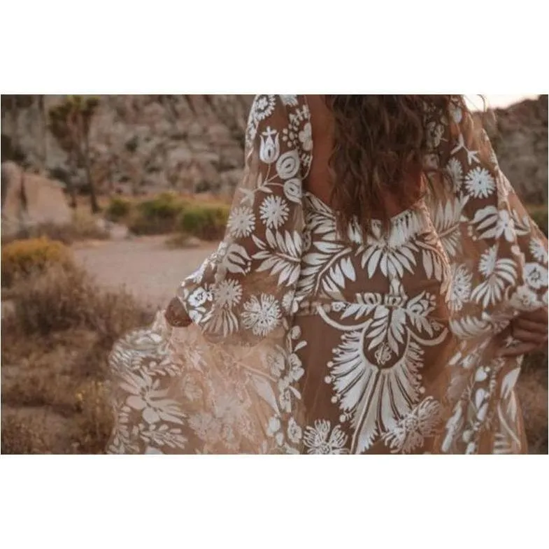 Bohemian White Lace Backless Dress