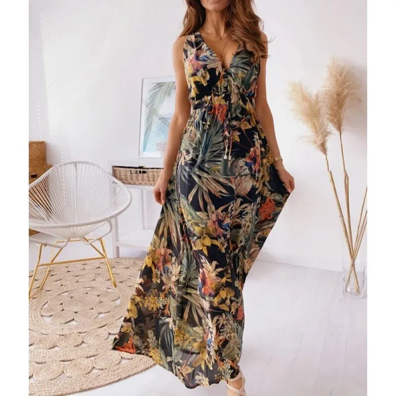 Boho Printed Pattern Maxi Dress