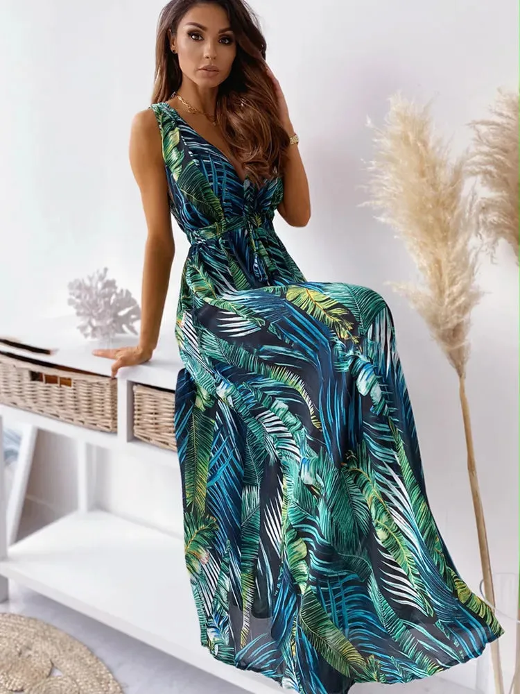 Boho Printed Pattern Maxi Dress