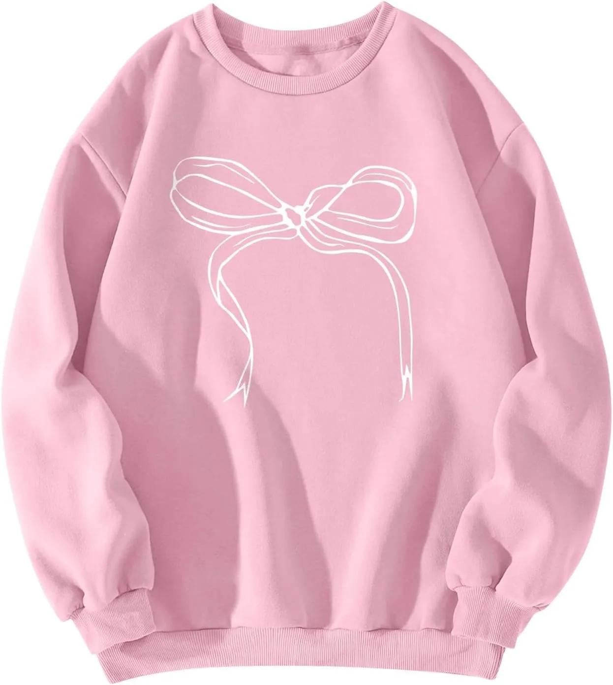Bow Sweater Women Coquette Clothes, Sweatshirts For Teen Girls Clean Girl Holiday Shirt Crewneck Long Sleeve Pullover