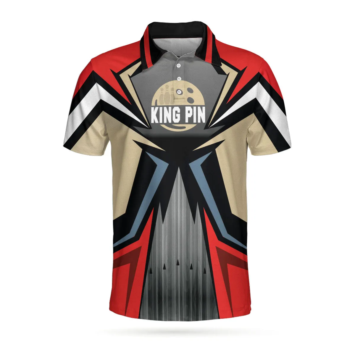 Bowling Men Polo Shirt - Bowling Red Kingpin Polo Shirt, Bowling Alley Polo Shirt - Perfect Gift For Friend, Family, Bowling Lovers