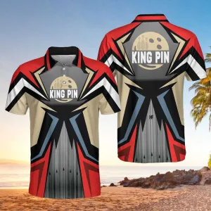 Bowling Men Polo Shirt - Bowling Red Kingpin Polo Shirt, Bowling Alley Polo Shirt - Perfect Gift For Friend, Family, Bowling Lovers