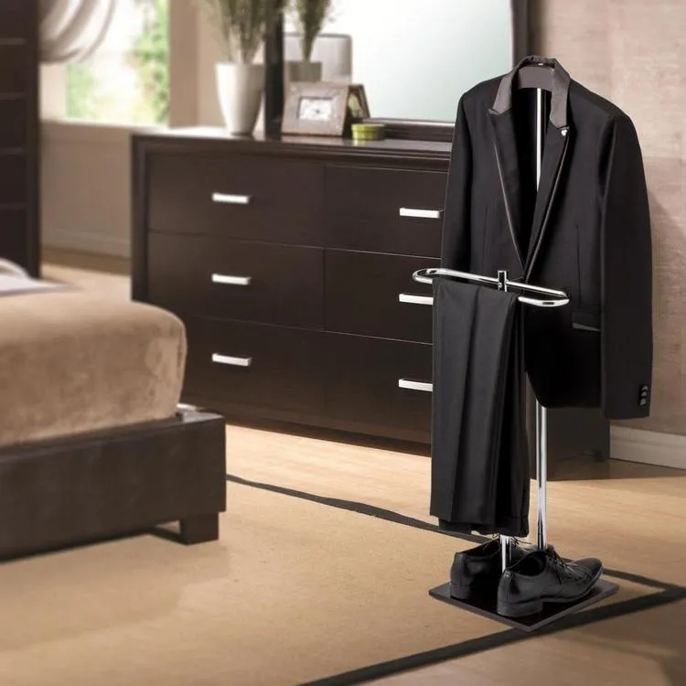 Brown Wood & Metal Suit Rack