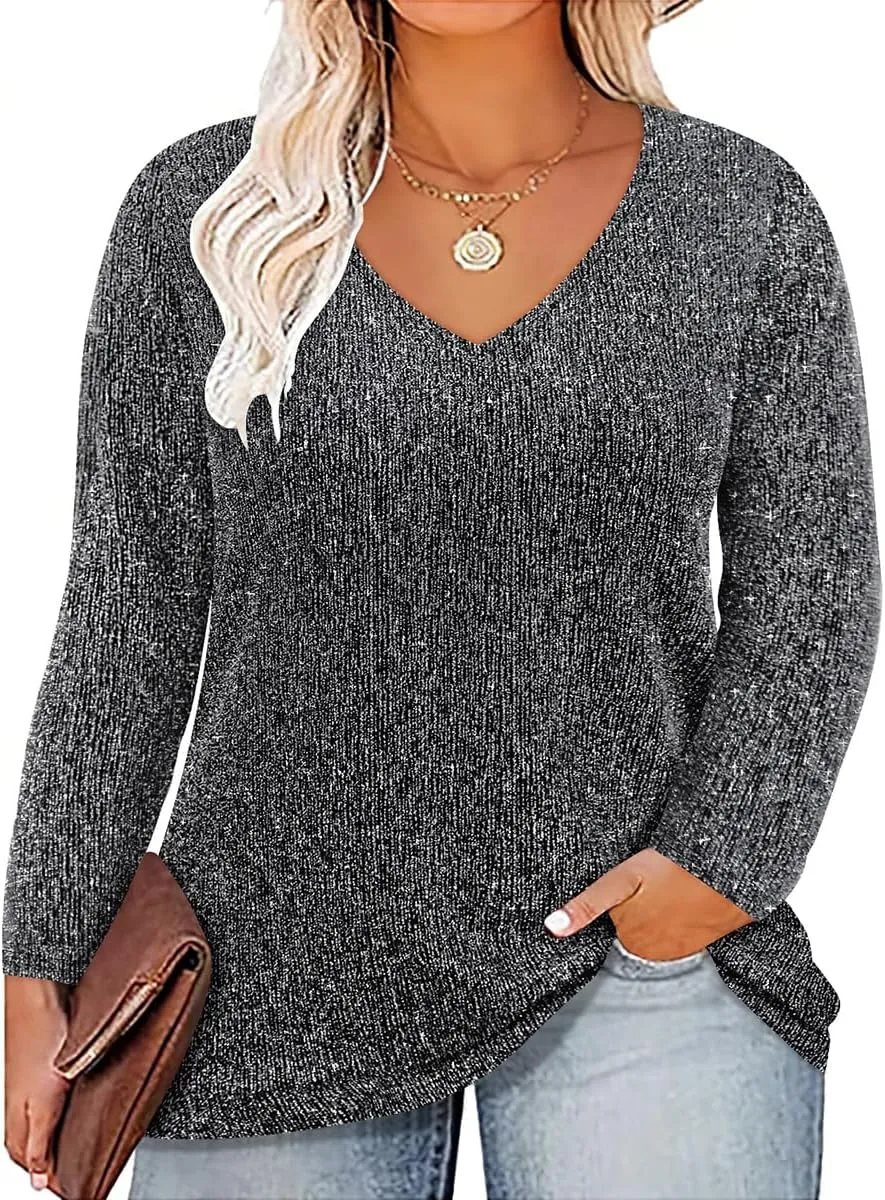 CARCOS Plus Size Tops for Women Twist Knotted Shirts Raglan Tunic Blouses L-5XL