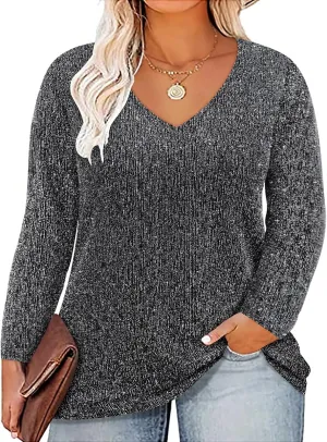 CARCOS Plus Size Tops for Women Twist Knotted Shirts Raglan Tunic Blouses L-5XL