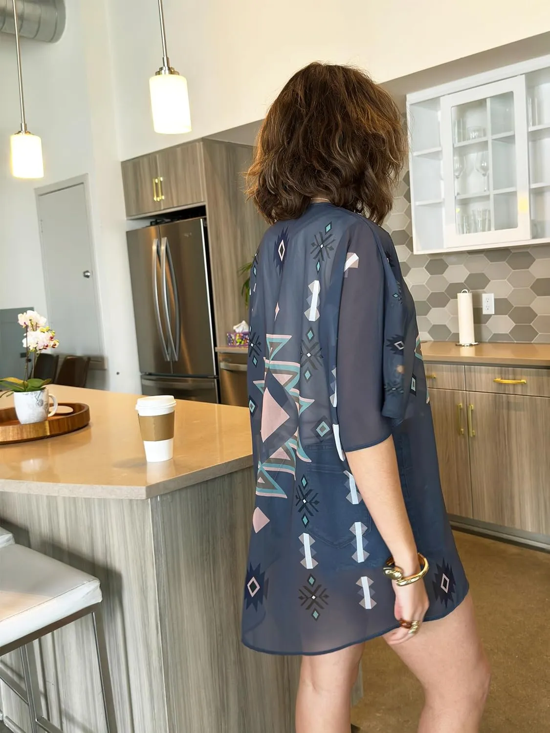 CATCHY & CRAFTY Kimonos for Women Boho Floral Print Swimsuit Cover Up Lightweight Beach Cardigan for Summer Resort Wear