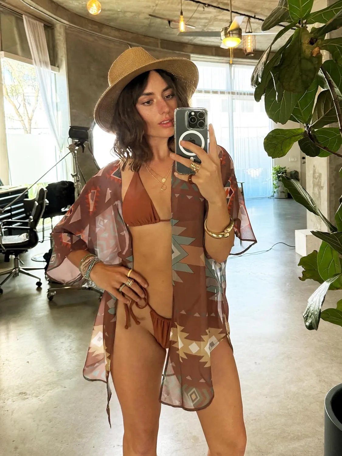 CATCHY & CRAFTY Kimonos for Women Boho Floral Print Swimsuit Cover Up Lightweight Beach Cardigan for Summer Resort Wear