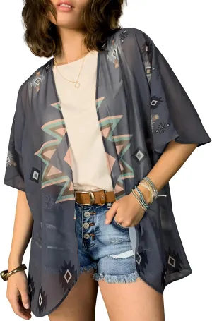 CATCHY & CRAFTY Kimonos for Women Boho Floral Print Swimsuit Cover Up Lightweight Beach Cardigan for Summer Resort Wear