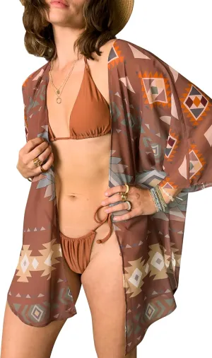 CATCHY & CRAFTY Kimonos for Women Boho Floral Print Swimsuit Cover Up Lightweight Beach Cardigan for Summer Resort Wear