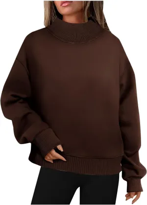 Ceboyel Fall Sweatshirts For Women 2023 Oversized Pullover Shirts High Neck Long Sleeve Tops Y2K Trendy Fashion Clothing