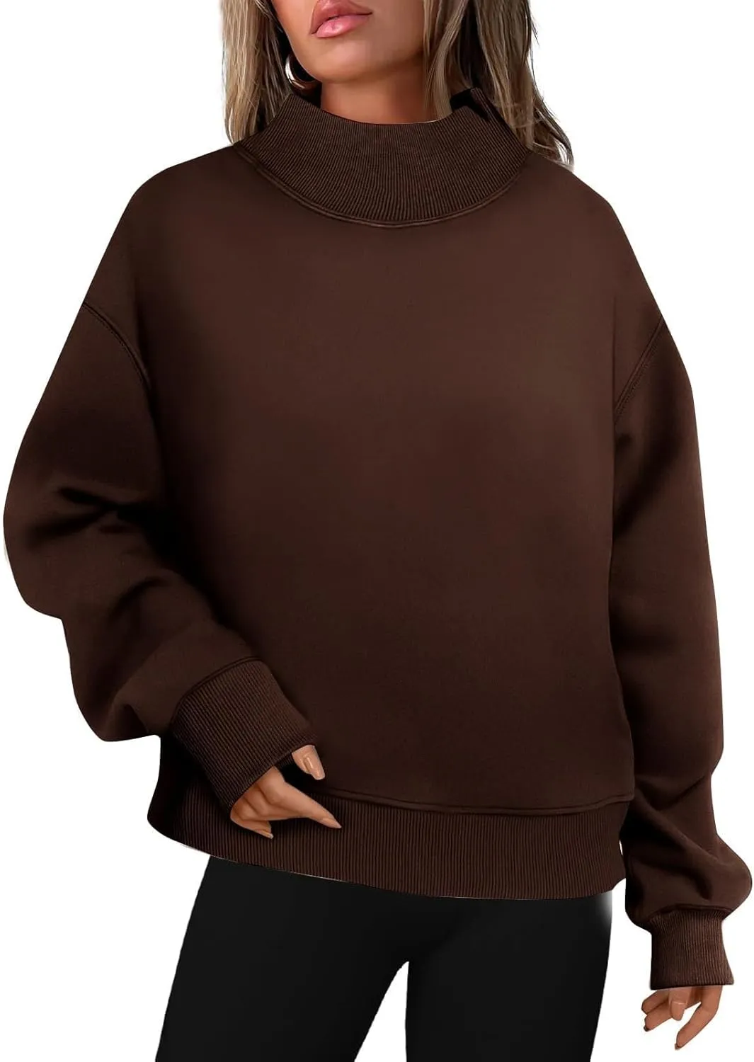 Ceboyel Fall Sweatshirts For Women 2023 Oversized Pullover Shirts High Neck Long Sleeve Tops Y2K Trendy Fashion Clothing