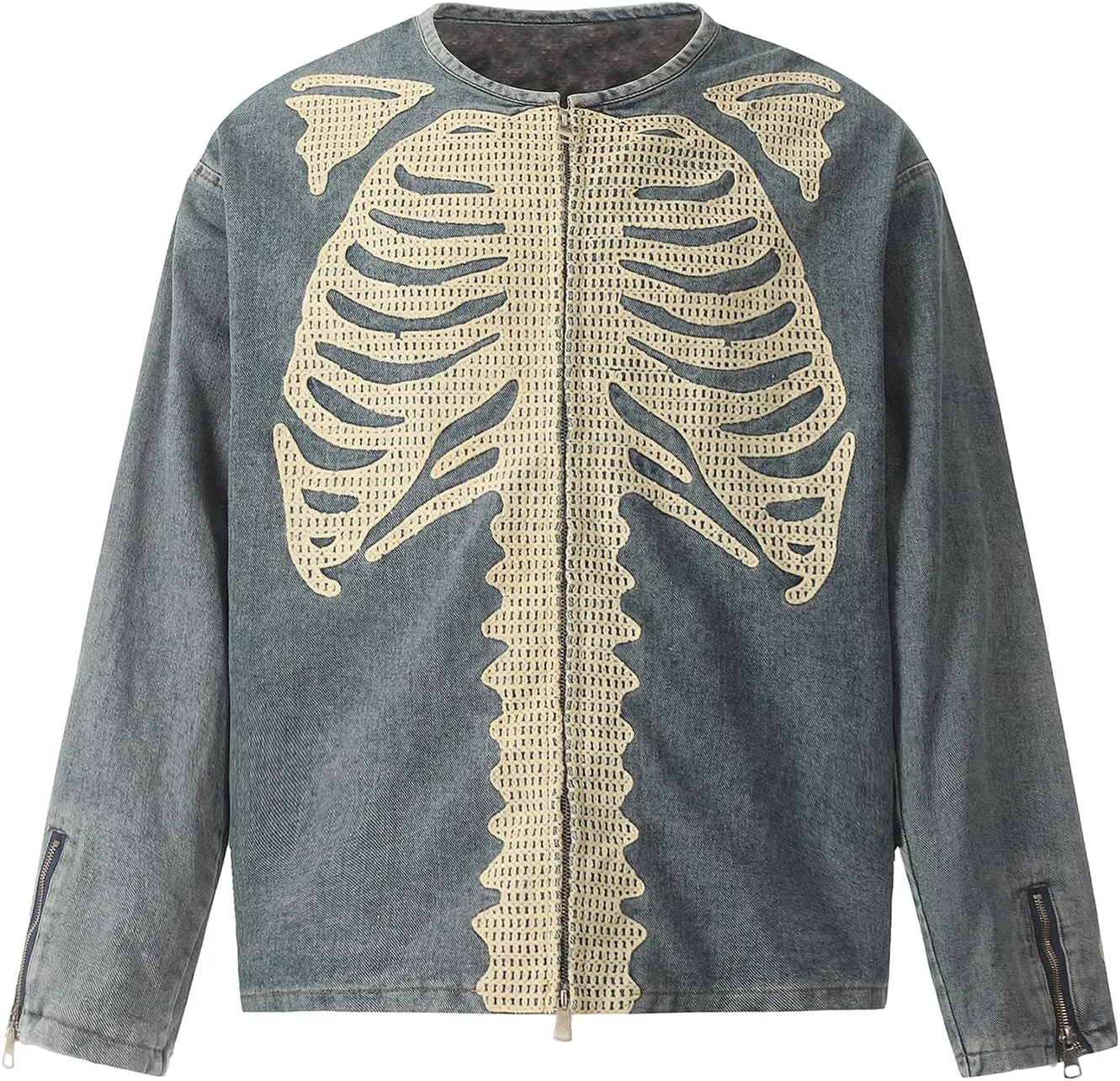 Chainsaw Man Men's Classic Trucker Denim Jacket Oversized Vintage Denim Jacket Long Sleeve Boyfriend Coat