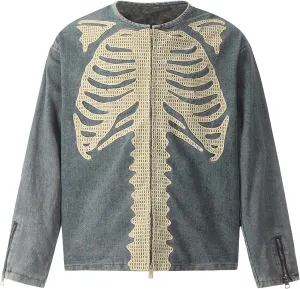 Chainsaw Man Men's Classic Trucker Denim Jacket Oversized Vintage Denim Jacket Long Sleeve Boyfriend Coat