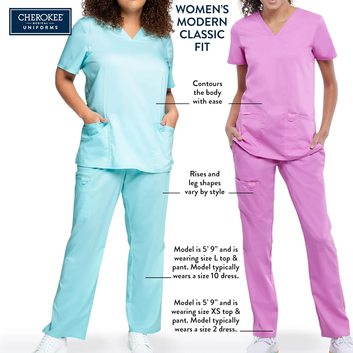 Cherokee Women Zip Scrub Jacket with 2 Pockets and Shirttail Hem Knit Sleeve CK356A