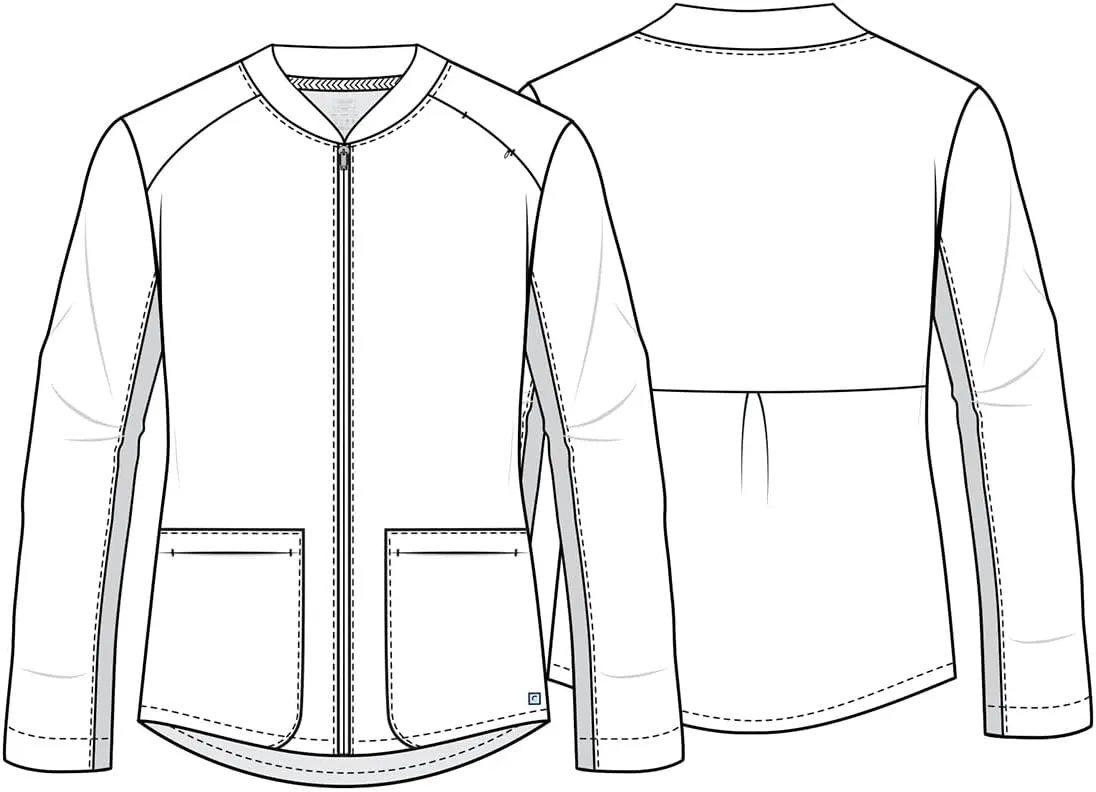 Cherokee Women Zip Scrub Jacket with 2 Pockets and Shirttail Hem Knit Sleeve CK356A