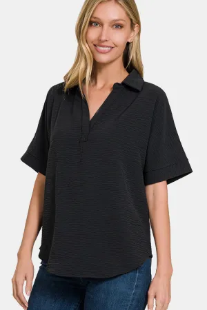 Classic Texture Collared Top