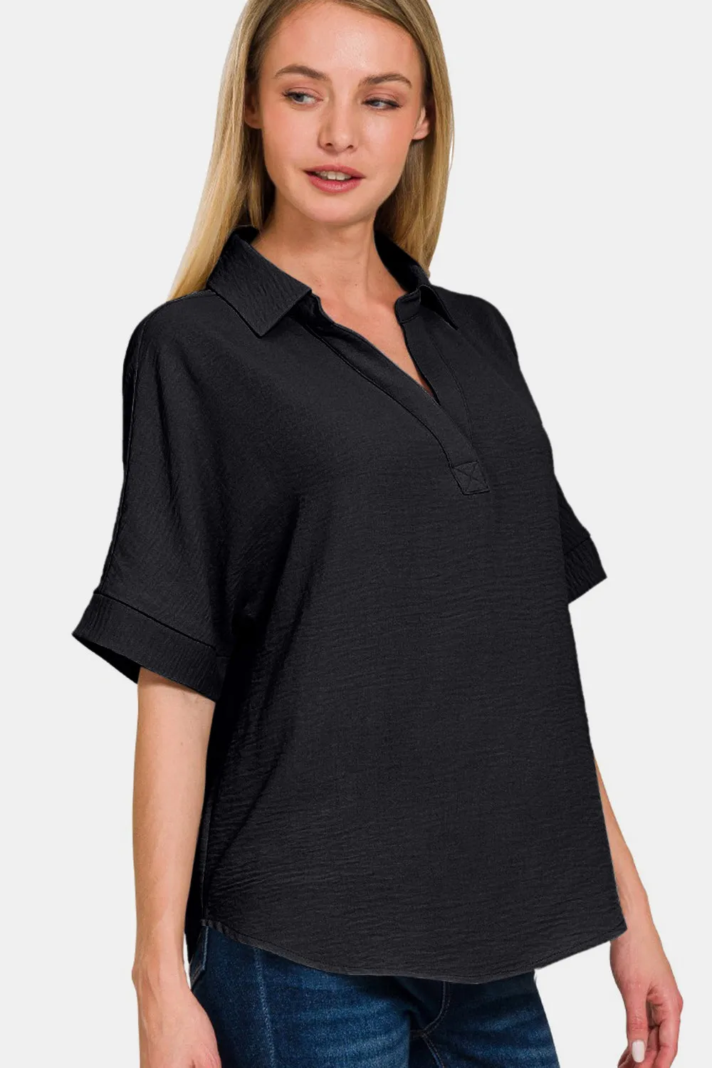 Classic Texture Collared Top