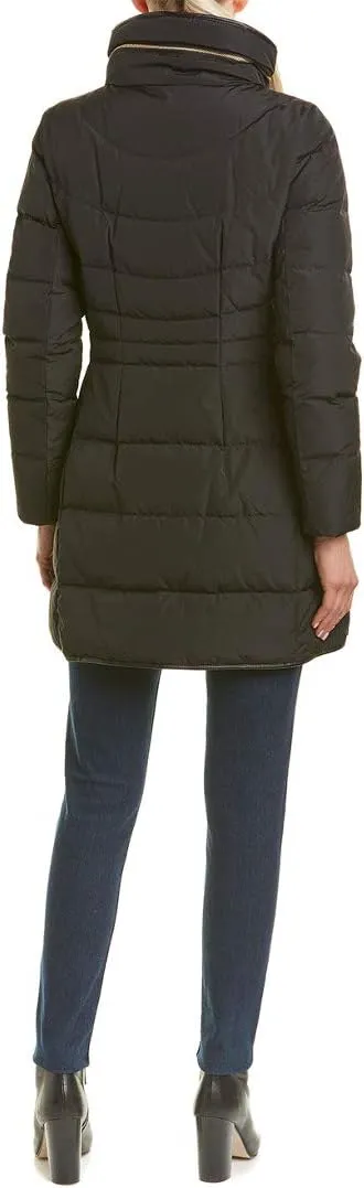 Cole Haan Women's Mid Length Down Coat with Bib Front