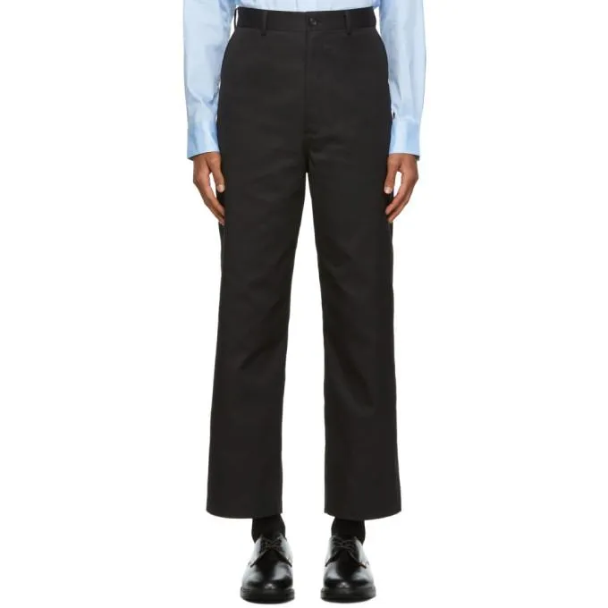 Comme des Garcons Homme Black Cotton Twill Trousers