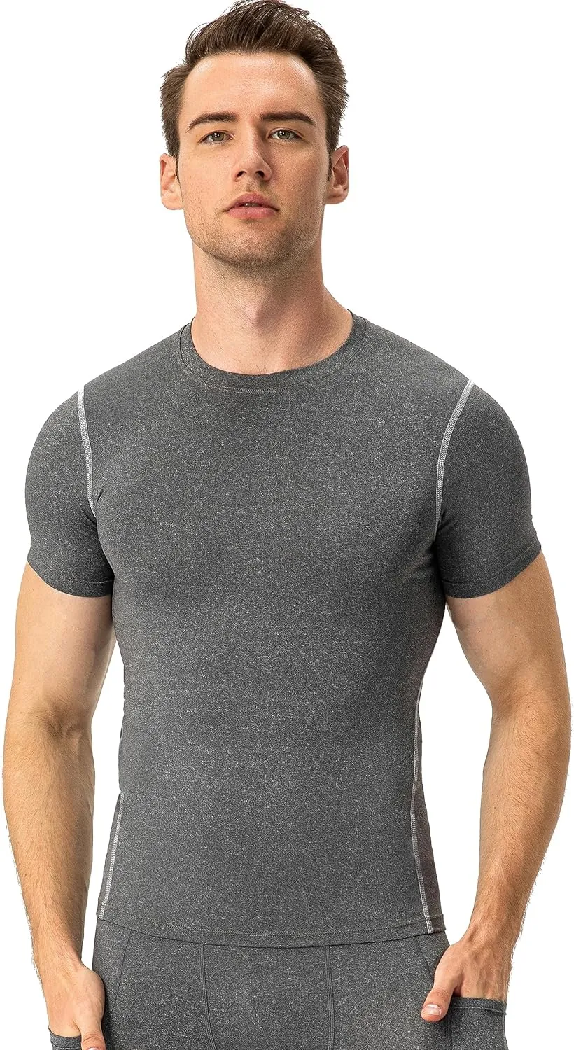 Compression Shirts Men Short Sleeve Athletic Workout Shirts Cool Dry Sports Baselayer Undershirts Gym Tops