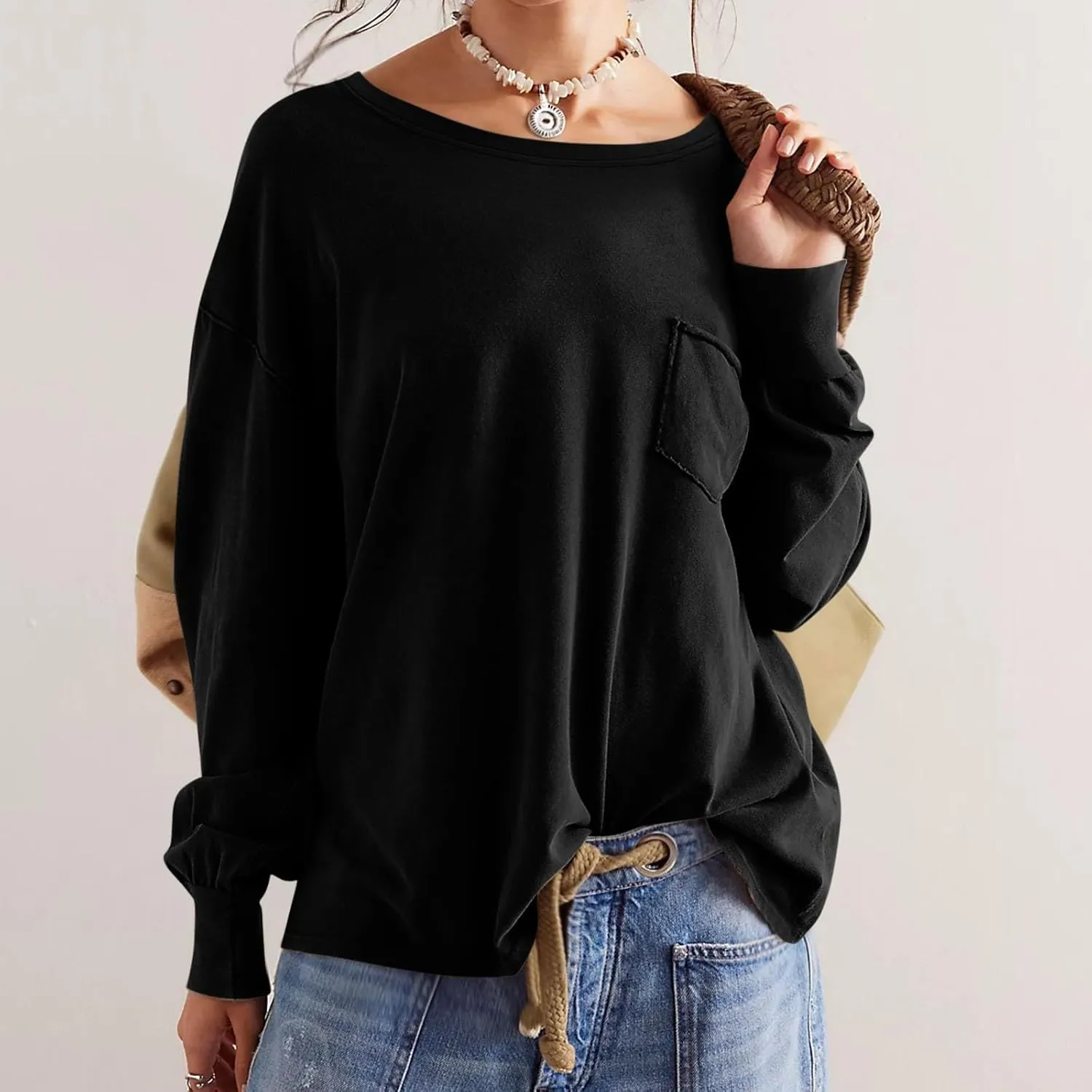 Crew Neck Sweatshirts Women Casual Loose Long Sleeve Tops 2024 Fall Fashion Teacher Shirts Pullover Preppy Clothes