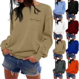 Crew Neck Sweatshirts Women Casual Loose Long Sleeve Tops 2024 Fall Fashion Teacher Shirts Pullover Preppy Clothes
